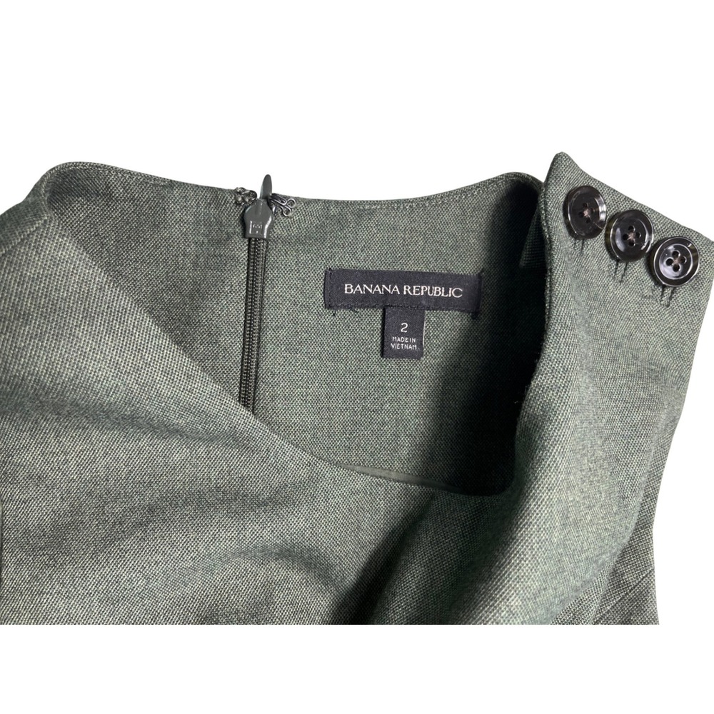 Banana Republic Women's Size 2 Green Sheath Dress Button Detail Sleeveless - Picture 3 of 3